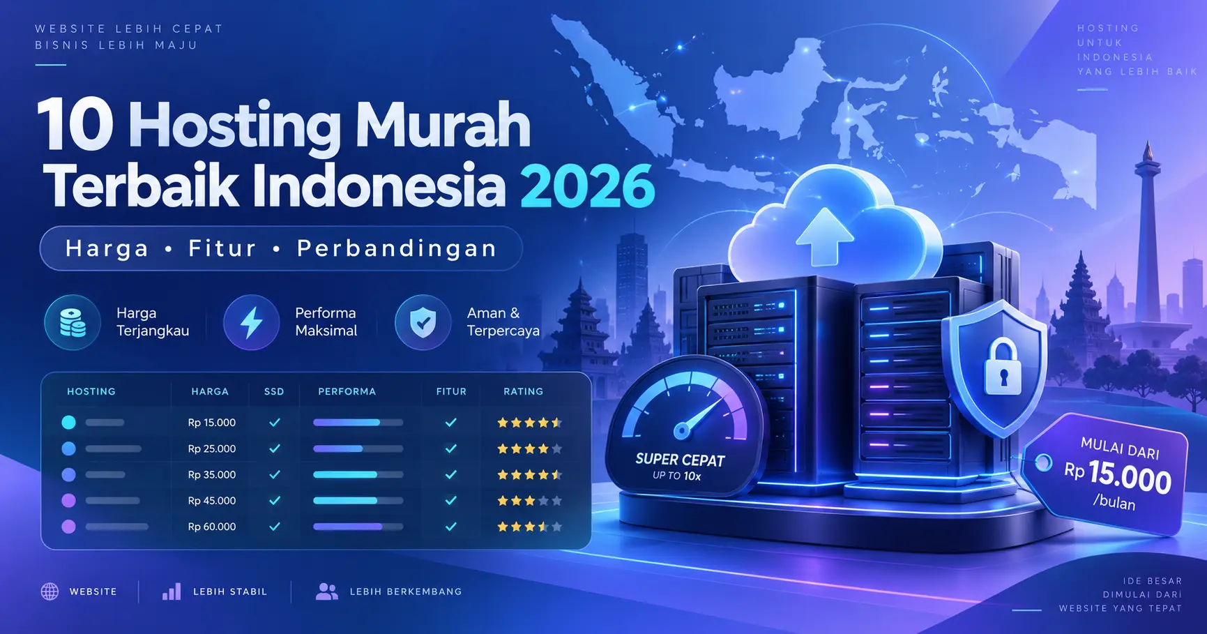 10 Hosting Murah Terbaik Indonesia 2026: Harga & Fitur