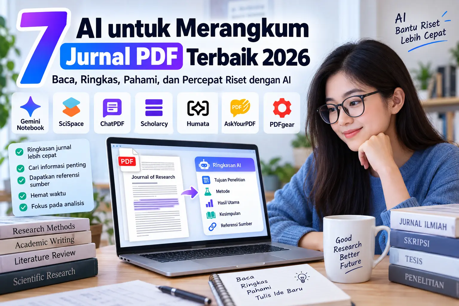7 AI Gratis untuk Merangkum Jurnal PDF Bahasa Indonesia 2026: Perbandingan Fitur, Sitasi & Batas Gratis