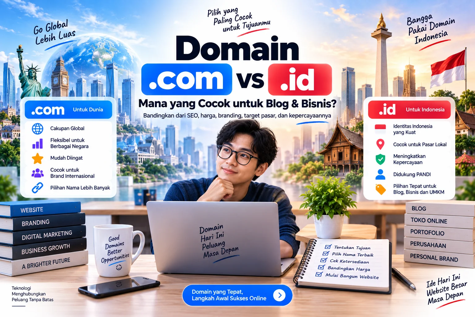 Domain COM vs ID 2026: Mana yang Cocok untuk Blog & Bisnis?