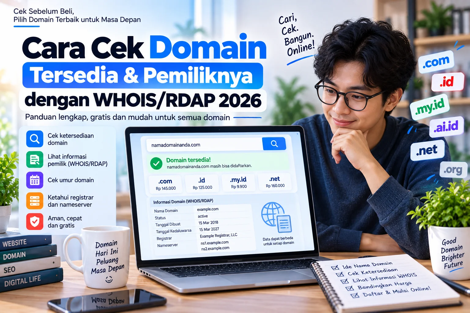 Cara Cek Domain Tersedia & Pemiliknya dengan WHOIS/RDAP 2026